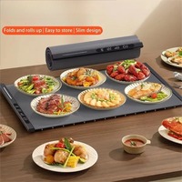 Plato Calentador de Alimentos Eléctrico con Temporizador, Bandeja Plegable para Calentar Comida, Tapete Calentador de Platos, Calentamiento Rápido de Alimentos, Bandeja Eléctrica Portátil para Calentar Platos