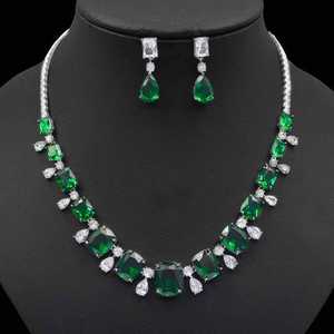 Хибрайд элегантные кубические циркониевые квадратные формы свадебные серьги <span class=keywords><strong>2</strong></span> шт. Ювелирные наборы для свадебных аксессуаров N-1053 - Product Image 1