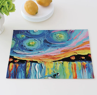 Sets de table imprimés Van Gogh Almond Blossom de haute qualité, en lin et coton, taille personnalisée, pour un usage quotidien et pour offrir en cadeau