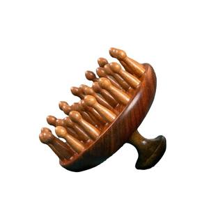 Holzkopf Kopfhaut Massage gerät Kamm Shampoo Breit zahn Haar bürste Guasha Tool - Product Image 1