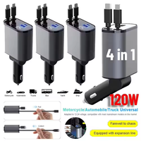 Adaptateur de chargeur de téléphone de voiture rétractable 4 en 1 SIHAGE 120W, charge rapide 100W avec câble de type C, produit de charge de voiture multifonction