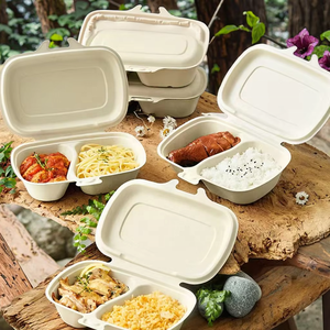 Butterfly Locking Take-Away Biodegradable Pizza Hamburguesa Bento Vajilla desechable Caña de azúcar Bagazo Plato Fiambrera - Product Image 6