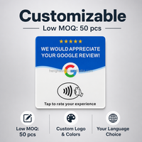 Carte de commentaires Google NFC vierge, 16 options de langues, réinscriptible 100 000 fois, boostez vos évaluations 5 étoiles, carte de table en acrylique personnalisable