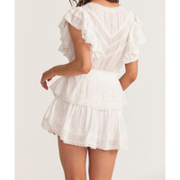 Robes mini enveloppantes blanches à col en V et volants, de haute qualité, personnalisées, pour femmes, par des créateurs de mode