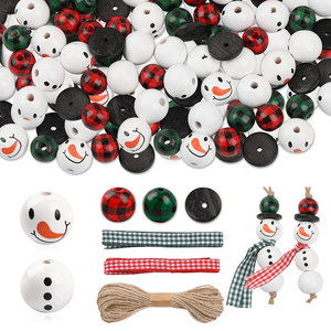 Ornements de Noël en perles de bois bonhomme de neige avec corde de chanvre, décorations suspendues pour sapin de Noël, accessoires décoratifs faits à la main pour les fêtes - Product Image 5