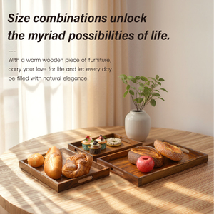 Wdf Độc Đáo Nhà Bếp Khay Đặt Thực Phẩm Gỗ Phục Vụ Khay Phục Vụ Platter Đảng Thêm Lớn Gỗ Keo Phục Vụ Khay Với Xử Lý - Product Image 4