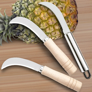 Cuchillo curvo pequeño de acero inoxidable, cuchillo tipo hoz, cuchillo para plátanos, cuchillo para cortar verduras y pelar piñas, cuchillo para frutas - Product Image 2