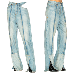 Pantalones Vaqueros de Mezclilla Lavada para Hombre, Estilo Americano, Corte Recto, Retro, Azul Claro, Desgastados, de Pierna Ancha, Cintura Media, para Invierno - Product Image 2