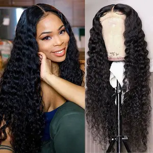 Top Quality 5x5 Transparent 6*6 Hair Blend 5x5 Body 100% Virgin Cheap Pre Pluck Deep Curly Lace 4x4 Frontal 613 Closure Wig