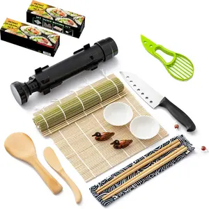 Fabrik Kunststoff manuelle Sushi-Herstellungswerkzeuge Bambus Sushi-Matte Bazooka-Roller Sushi-Set-Set für Anfänger