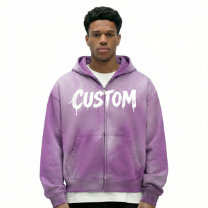 Sweat à capuche surdimensionné 420 g/m² avec fermeture éclair, lavage à l'acide, broderie de strass, design de patch, sweat à capuche homme, fabricants de sweats à capuche personnalisés pour hommes - Product Image 2