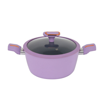 Ensemble de casseroles et poêles professionnel antiadhésif en aluminium moulé sous pression, couleur lavande, 7 pièces, pour la cuisine à domicile, ensemble de cuisine personnalisé