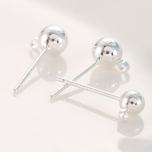Aiguille en argent 925 avec anneau suspendu Boucles d'oreilles en haricot Boule ronde Accessoires en cuivre Diy E - Product Image 6