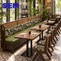 Ensemble table et chaises en bois massif SEM Retro Restaurant, pour restaurant occidental, café, banquette murale, usage commercial