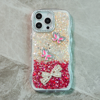 Nouvelle coque de téléphone tendance avec design papillon 3D en époxy transparent et diamants scintillants pour iPhone 17 Air Wave Frame