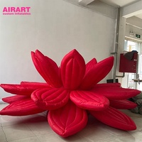 Fleurs de lotus gonflables rouges, accessoires de décoration de festival, fleurs de lotus gonflables pour l'affichage