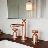 Robinet de lavabo de salle de bain contemporain à trois trous en laiton massif, mitigeur à double poignée en céramique à poser sur le comptoir, pour la vente en gros haut de gamme