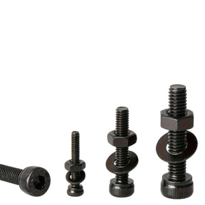 Pernos hexagonales de acero con acabado óxido negro con tuercas, clase 8.8, rosca UNC, tipo brida, sujetadores, 2 tuercas por perno - Product Image 1