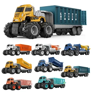 Niños aleación respetuosa con el medio ambiente inercia potencia Diecast vehículo Tractor contenedor coche valla Animal remolque transporte plano juguete