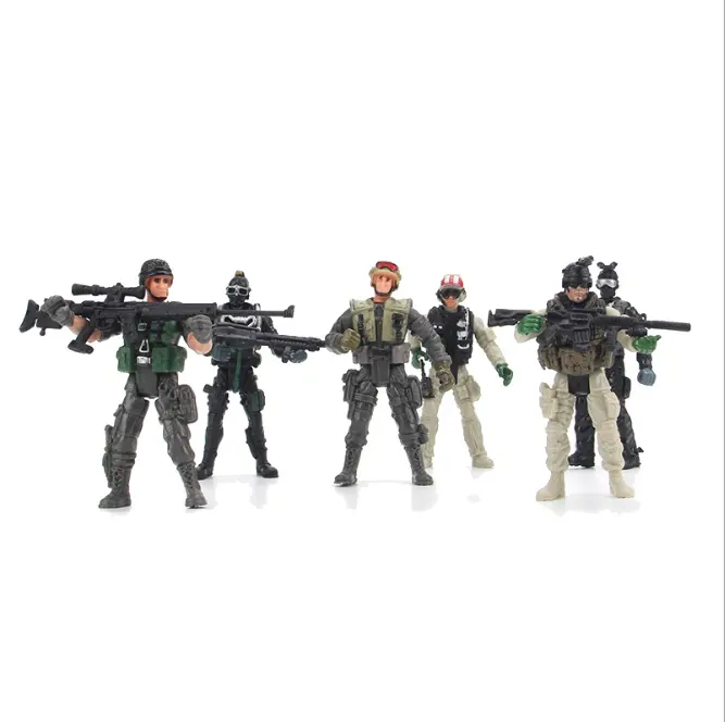 Figura de ação de equipe militar, 6 peças, soldados, força especial, recon elite force, exército, brinquedos para crianças