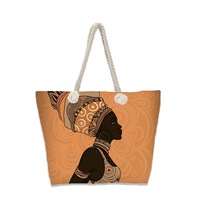 Sacs à bandoulière fourre-tout décontractés de grande capacité pour femmes afro-américaines dessin animé fille imprimé mode noir réutilisable été