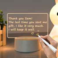 Lámpara de mesa creativa personalizada DIY 3D luz de noche escrita a mano acrílico en blanco luces de ilusión LED para niños tablero de mensajes