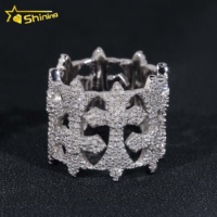 Bijoux Hip Hop en argent sterling massif 925 plaqué or de style rappeurs de luxe Bague multi-croix en moissanite glacée