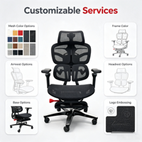 Chaise de bureau ergonomique moderne avec dossier en maille respirante, siège en cuir de vachette, ressort lombaire auto-adaptatif et inclinaison multi-verrouillable pour longues heures de travail à domicile