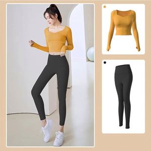 Conjunto Deportivo de 2 Piezas para Mujer, Manga Larga, Ropa Deportiva, Leggings de Cintura Alta con Efecto Levanta Glúteos, Conjuntos de Yoga Sin Costuras - Product Image 6