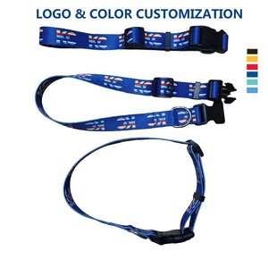 Laisse de collier de <span class=keywords><strong>chien</strong></span> imprimé en polyester avec logo en <span class=keywords><strong>caoutchouc</strong></span> personnalisé écologique de haute qualité lanière réglable - Product Image 2