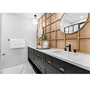 Mueble de Baño Moderno y Ecológico CANA, Montado en la Pared, Precio de Fábrica, Color Gris Carbón, Lavabo Doble con Cajones - Product Image 1