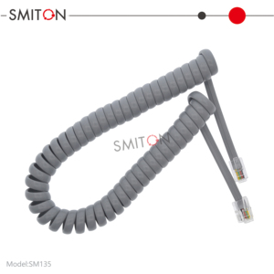 Câble téléphonique spiralé plat OEM Cat3 <span class=keywords><strong>ADSL</strong></span> RJ9 4P4C RJ11 noir et blanc, 1m, 2m, 3m - Product Image 3