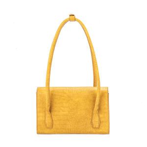 Bolso Bandolera de Cuero con Estampado de Cocodrilo, Amarillo, Elegante, Bolso de Hombro Premium, Bolso Tipo Sobre Funcional para Damas - Product Image 3