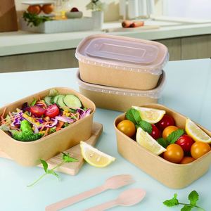 Tazón de Ensalada Rectangular Desechable Ecológico para Llevar, de Papel Kraft - Product Image 4