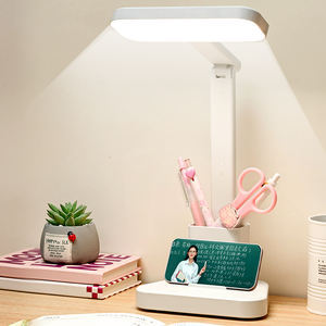 Modern Rechargeable LED Desk <b>Lamp</b> With Touch Control Dimmable Battery Powered Plastic Body <b>White</b> <b>Shade</b> For Reading Eye - Product Image 1