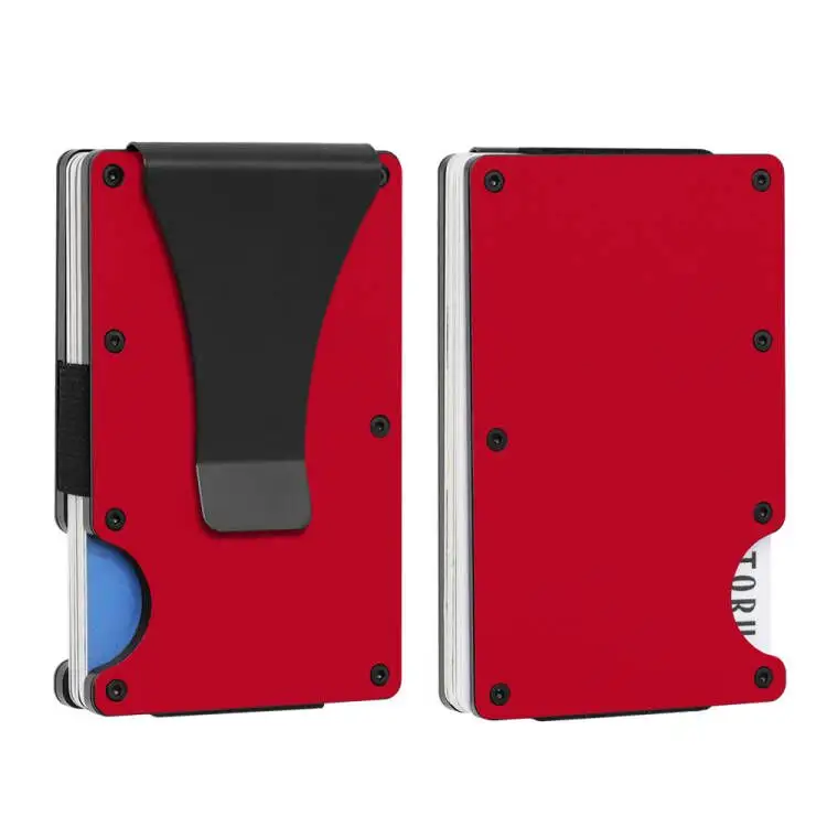 Подгонянный цвет и логотип блокировки радиочастотной идентификации, MRF-05 Алюминиевый металлический бумажник минималистичный кошелек для кредитных карт бумажник с зажимом для денег