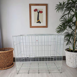 Popüler beyaz galvanizli katlanabilir demir evcil hayvan kafesi küçük köpekler için çıkarılabilir plastik tepsi ile istikrarlı dayanıklı ağır tel sandık - Product Image 4