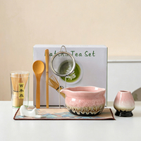 Ensemble de thé matcha en céramique de style japonais, bol à matcha à texture de pierre, kit de cérémonie du thé, fouet en bambou, logo personnalisé OEM