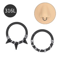 Gaby Vintage 316 L Piercing de cartilage et de septum en acier chirurgical plaqué argent avec ligne colorée en acier inoxydable pour mariage