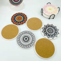 Sous-plat en céramique OEM mat de 8 pouces avec base en liège, impression UV, résistant à la chaleur, écologique, pour cuisine, personnalisable