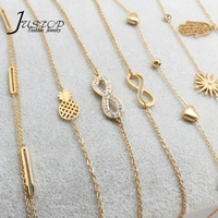 Bracelet à breloques en acier inoxydable plaqué or 18 carats, bijoux tendance pour femmes, marque Justop, vente en gros, fabriqué en Chine, MOQ 10 pièces