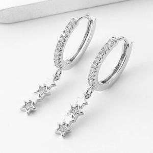 E1997 Pendientes de aro chapados en oro con colgante de cristal de estrella para mujer, joyería de moda - Product Image 5