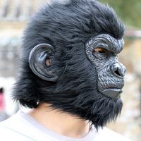 Masque en latex de gorille réaliste, costume de singe pour Halloween, accessoire de tête effrayant pour fête, cosplay, ou déguisement animal