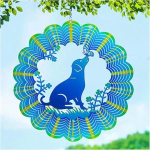 3D mùa hè ngoài trời Vườn trang trí chết cắt kim loại động vật điêu khắc cú gió Spinner cho sân trang trí treo chuông gió - Product Image 5