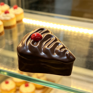 Gâteau au chocolat en tranches de 4,1 pouces, fausse cerise et fraise, accessoire de présentation de dessert, décoration alimentaire, artisanat DIY, alimentation artificielle à rebond lent - Product Image 3