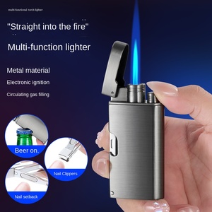Encendedor Metálico Multifuncional Portátil con Logotipo Personalizado, Encendedor de Llama Única, Encendedor de Cigarros, Cortaúñas, Abrebotellas - Product Image 1