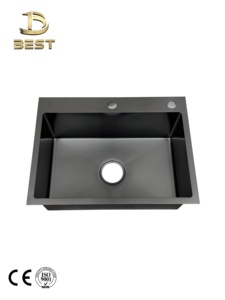 Évier de cuisine à cuve unique en acier inoxydable 304 de haute qualité, fabriqué à la main au Vietnam, surface brossée pratique, sous plan - Product Image 6