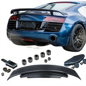 Aileron arrière en fibre de carbone style GT avec plaque de base double niveau pour Audi A8 R8 V8 V10 Coupé 2008-2015 - Product Image 3