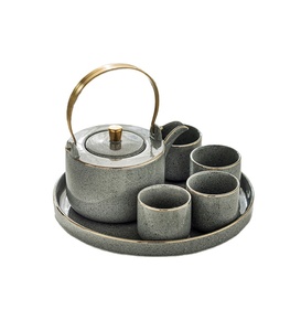 Nuevo juego de té de cerámica de estilo chino al por mayor con tetera y tazas de <span class=keywords><strong>filtro</strong></span>, lujo ligero retro, OEM/ODM personalizable - Product Image 1