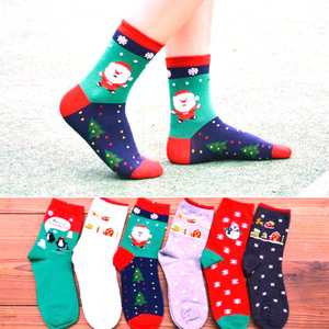 Nouveauté drôle Santa Christmas Style Crew chaussettes taille libre femmes coloré X'mas chaussettes en coton avec paquet de boîte-cadeau - Product Image 2